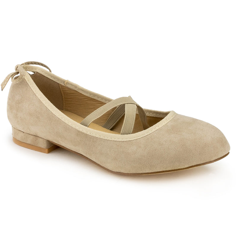Vegan Pointed Toe D'Orsay Ballet Flats Ankle Strap Wrap Flat TAN SU