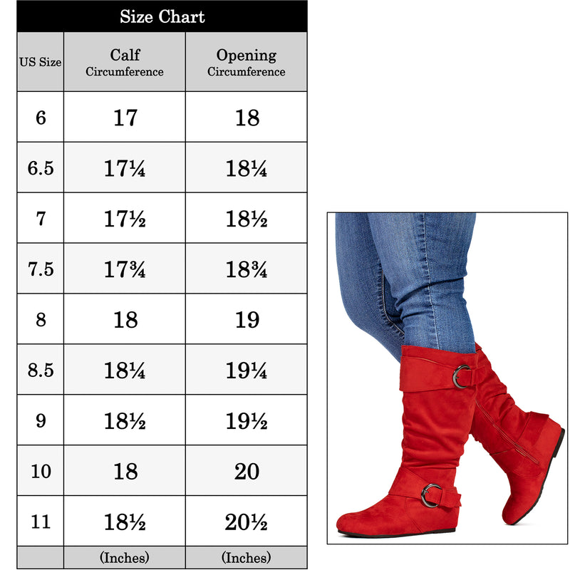 "Wide Calf & Wide Width" Wedge Knee High Boots RED