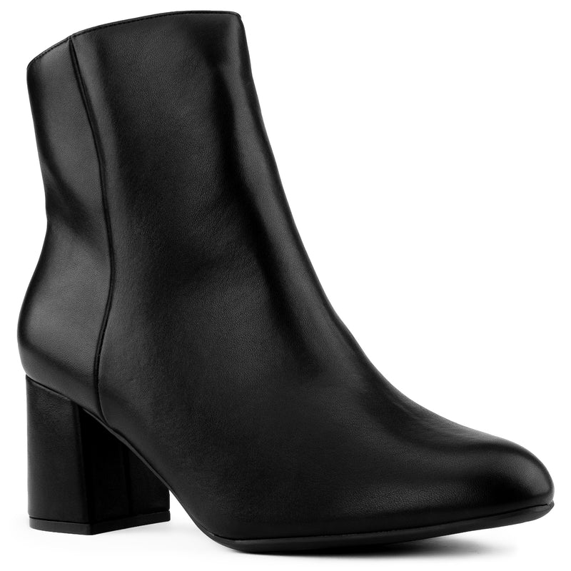 "Wide Width" Block Heel Ankle Boots - Plus Size Friendly BLACK SUEDE