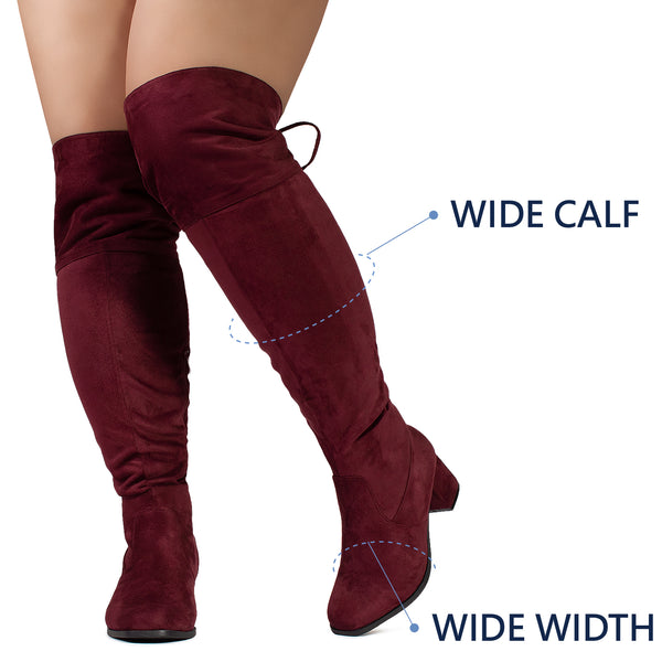 burgundy knee high boots wide calf