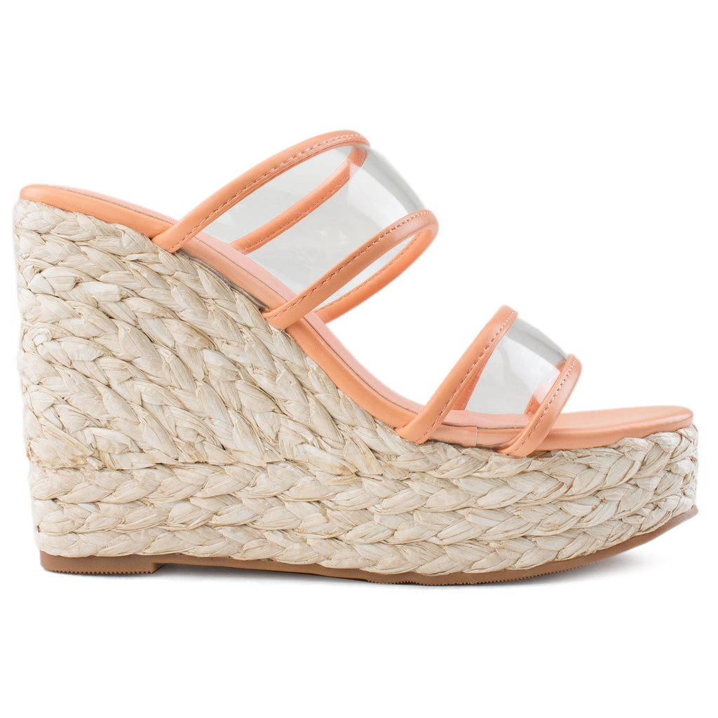 Women's Clear Band Wedge Sandals MAUVE