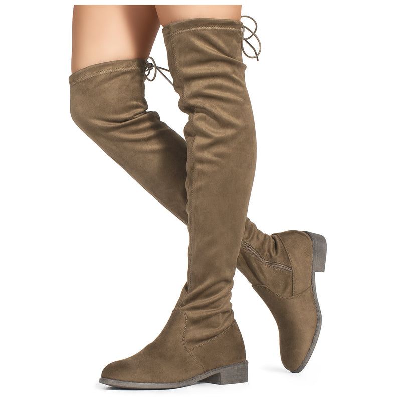 Women's Stretchy Thigh High Boot BROWN SU