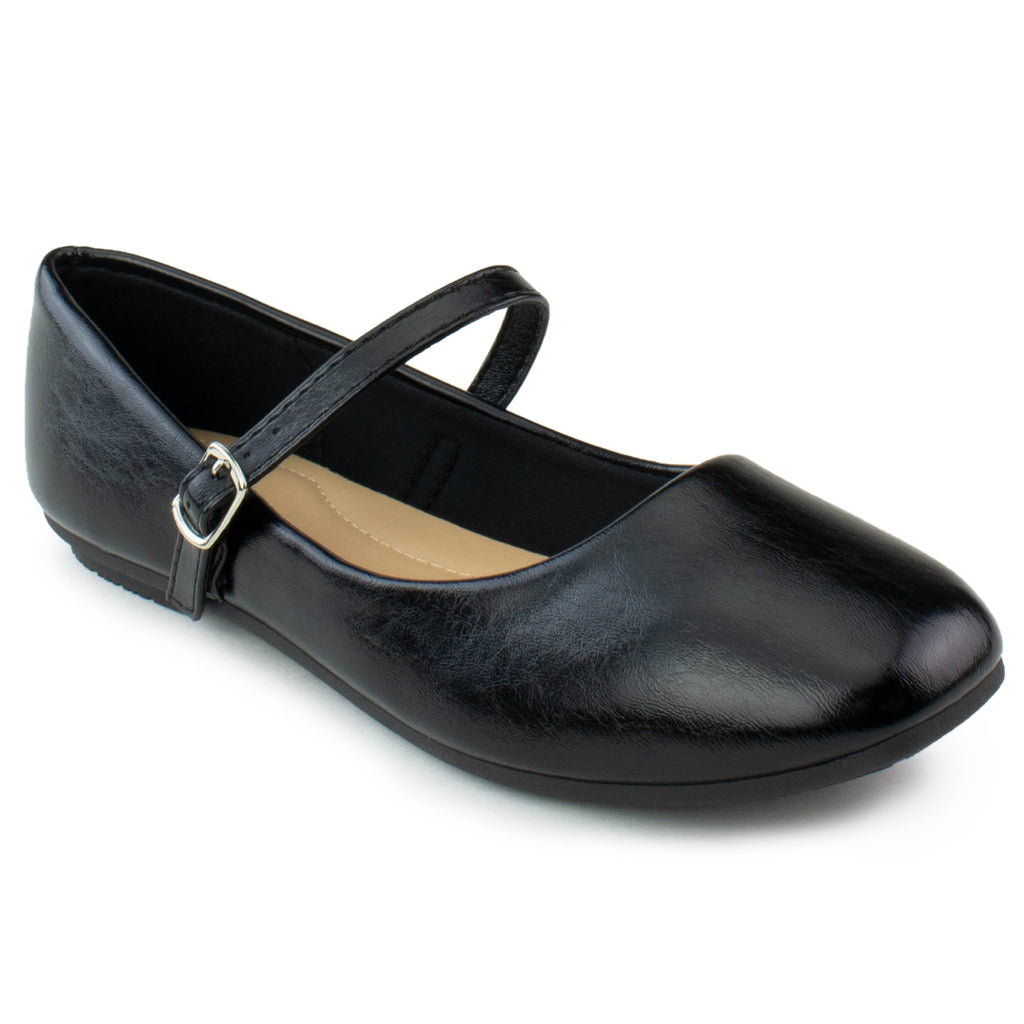 Square Toe Mary Jane Ballet Flats BLACK