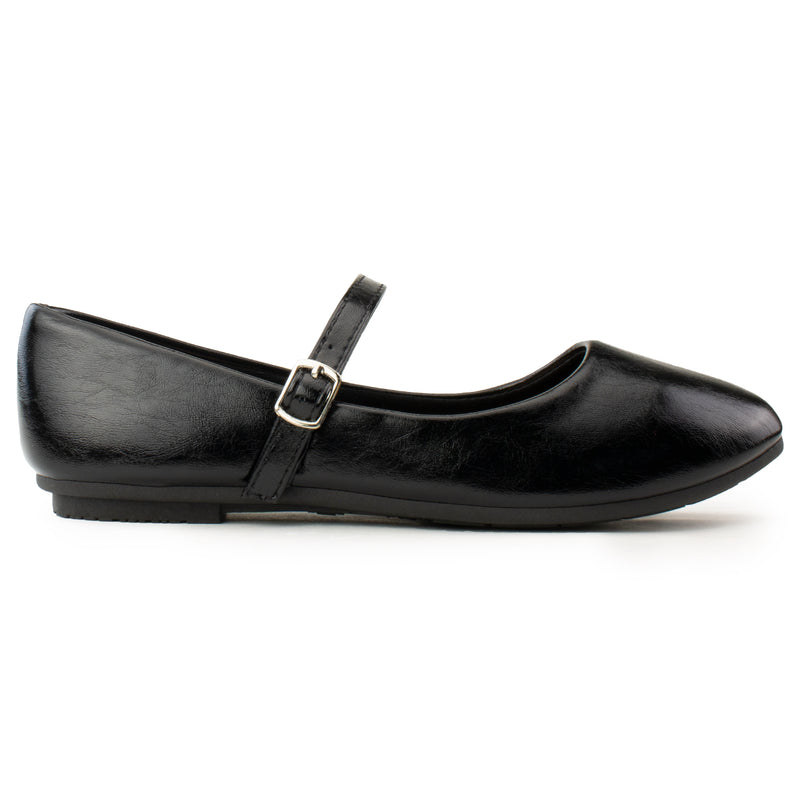 Square Toe Mary Jane Ballet Flats BLACK