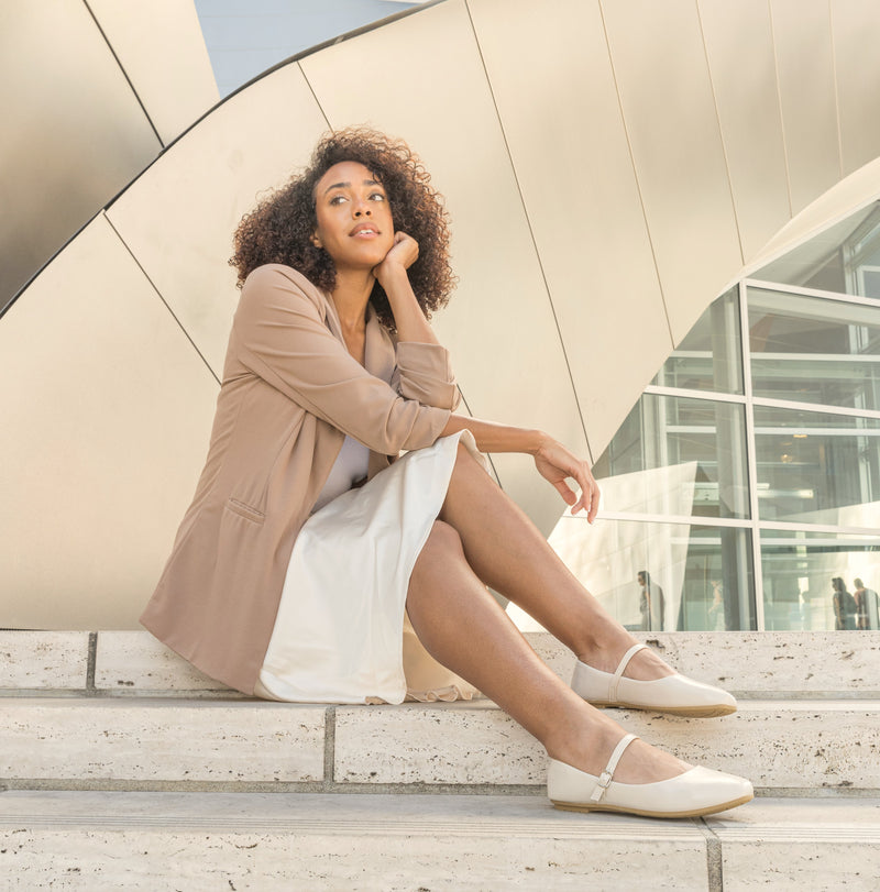 Square Toe Mary Jane Ballet Flats CAMEL