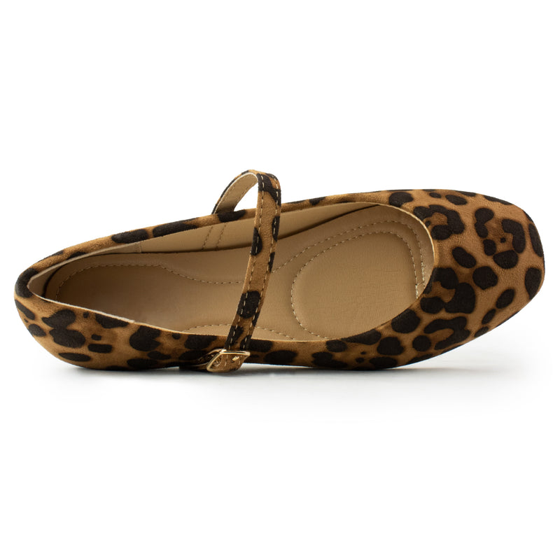 Square Toe Mary Jane Ballet Flats LEOPARD