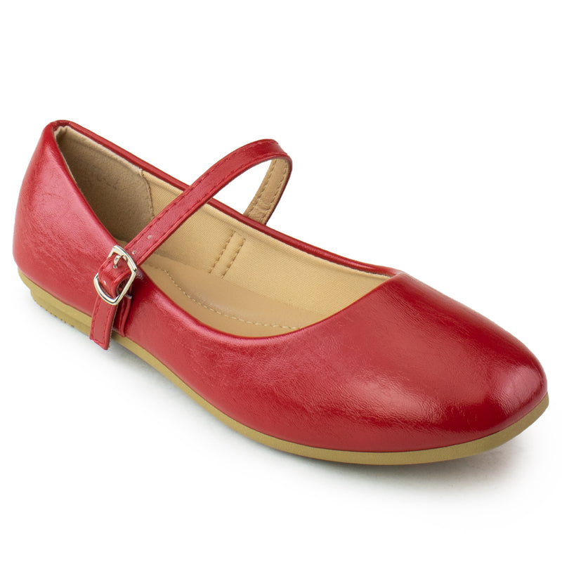 Square Toe Mary Jane Ballet Flats CAMEL