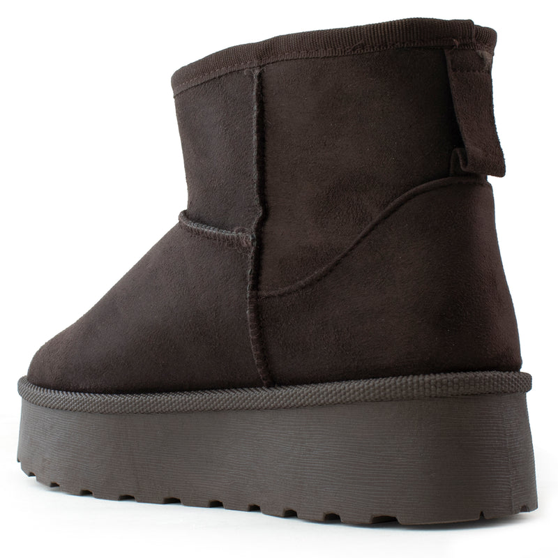 Classic Short Shaft Platform Faux Fur Lined Boot BROWN