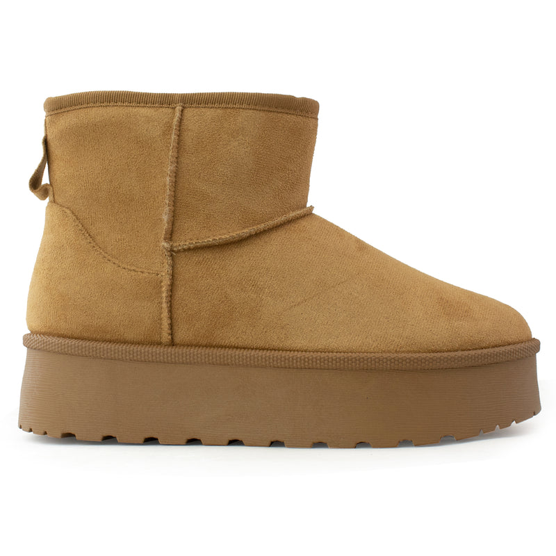 Classic Short Shaft Platform Faux Fur Lined Boot TAN