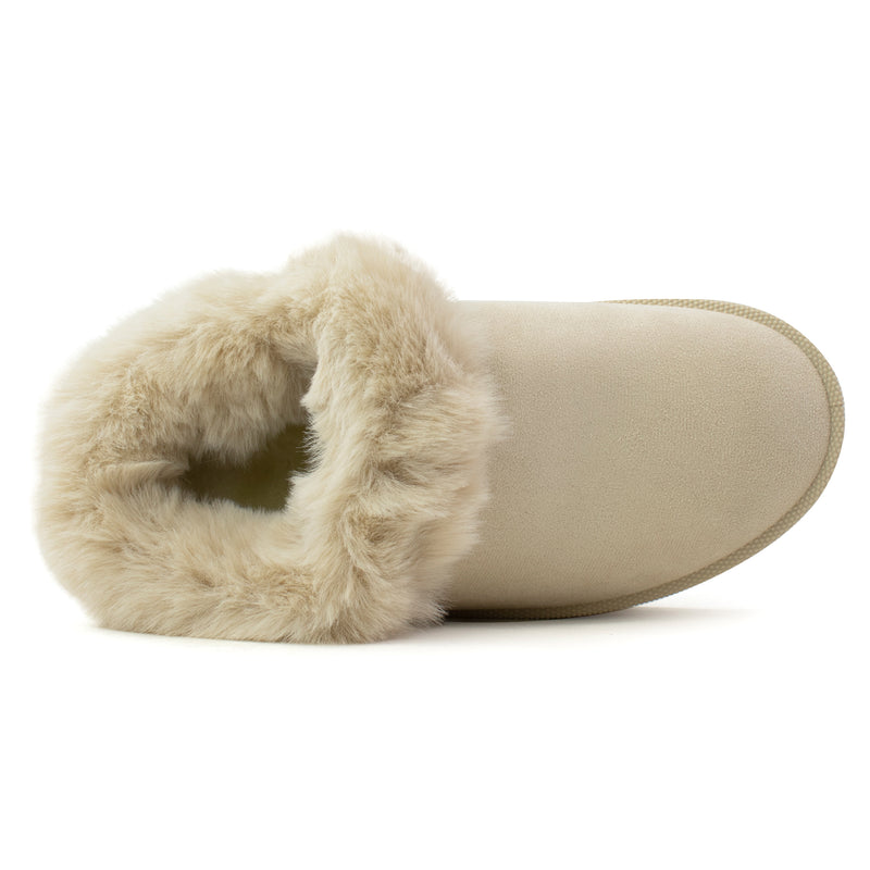 Platform Fur Lined Mule Clog BEIGE