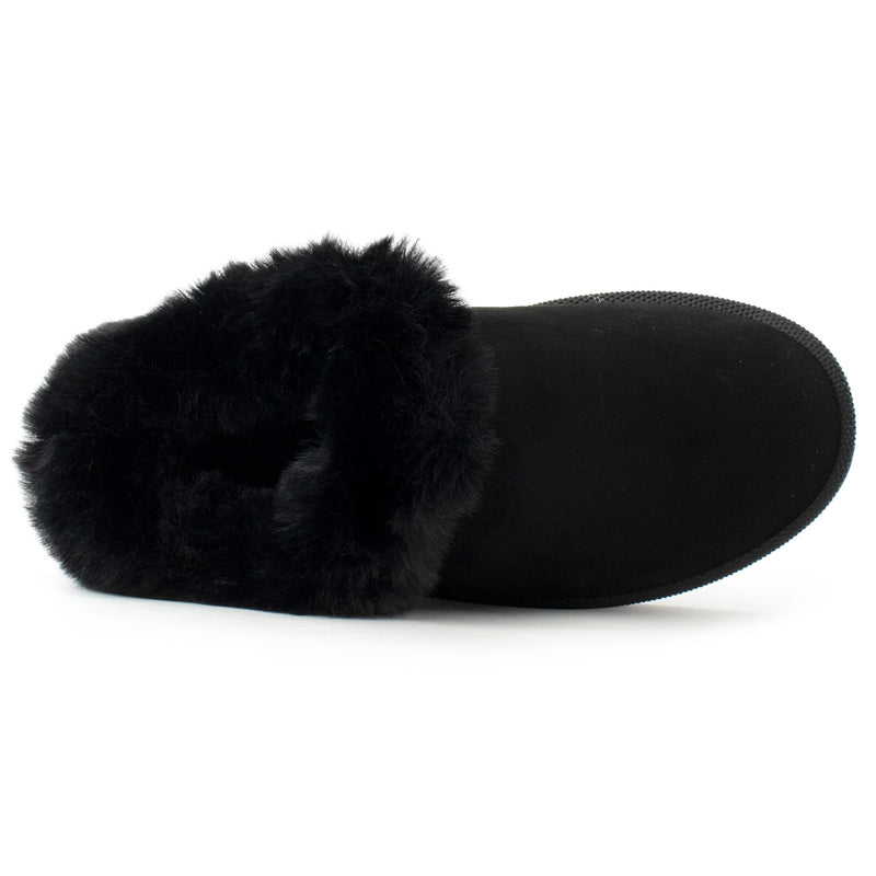 Platform Fur Lined Mule Clog BLACK