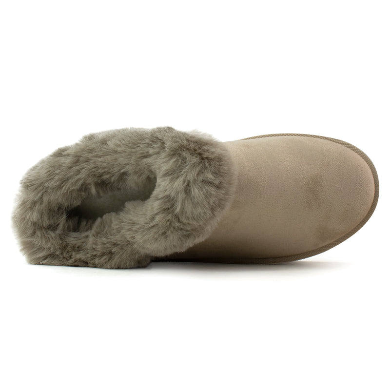 Platform Fur Lined Mule Clog TAUPE