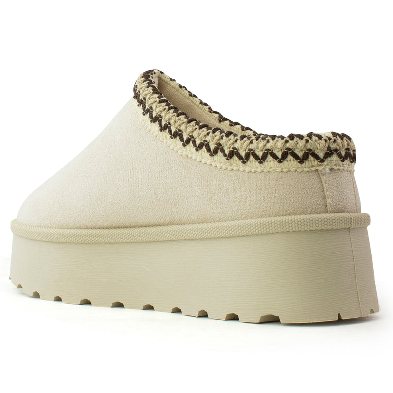 Platform Shearling Mule Clog BEIGE