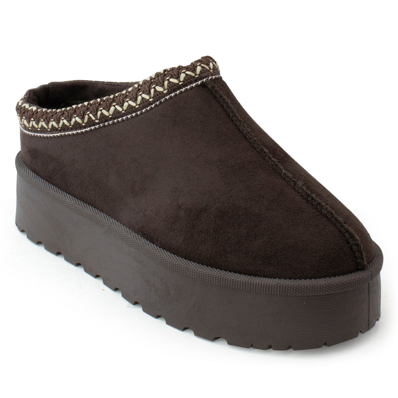 Platform Shearling Mule Clog BROWN