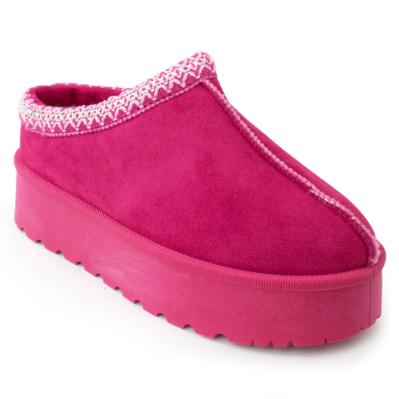 Platform Shearling Mule Clog FUCHSIA