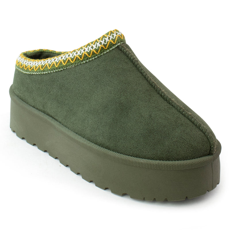 Platform Shearling Mule Clog OLIVE