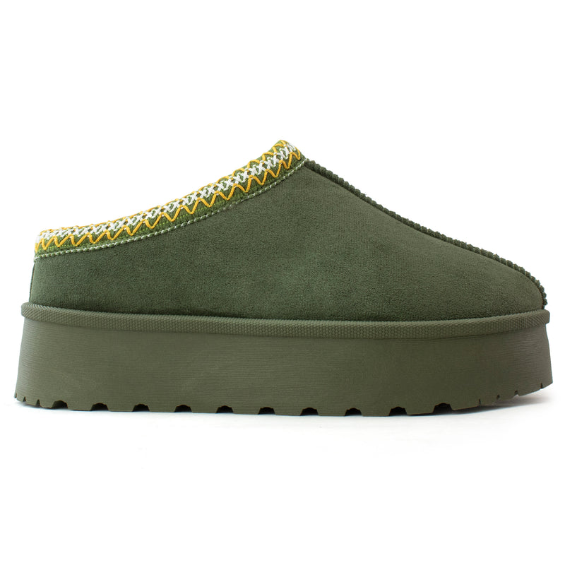 Platform Shearling Mule Clog OLIVE