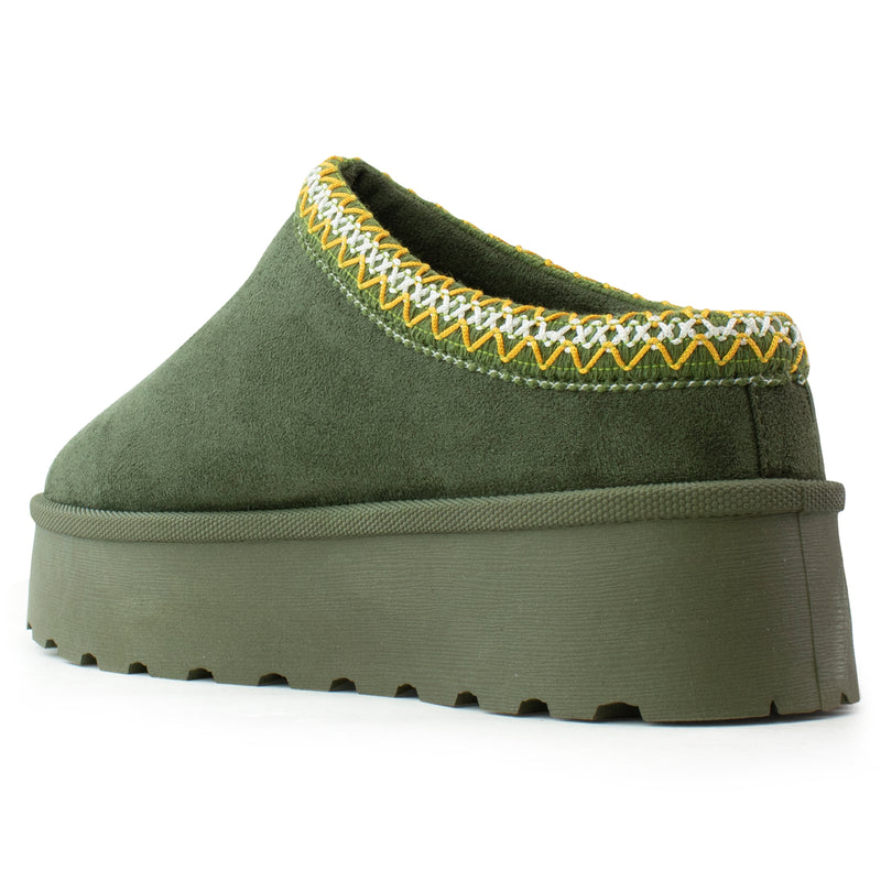 Platform Shearling Mule Clog OLIVE