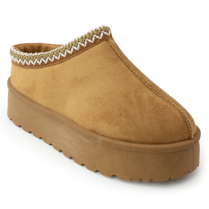 Platform Shearling Mule Clog TAN