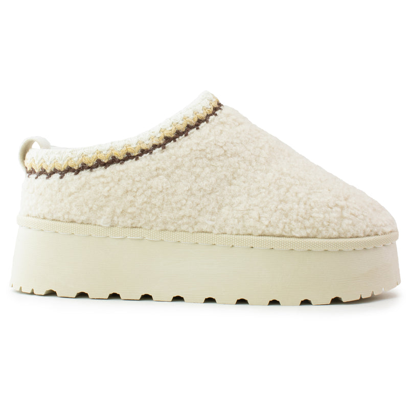 Platform Shearling Mule Clog BEIGE