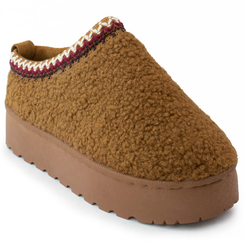 Platform Shearling Mule Clog BEIGE