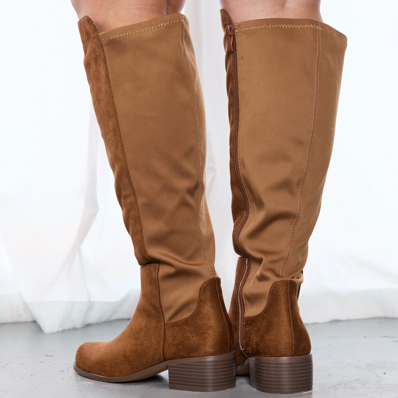 "Wide Calf" Knee High Riding Boots TAN