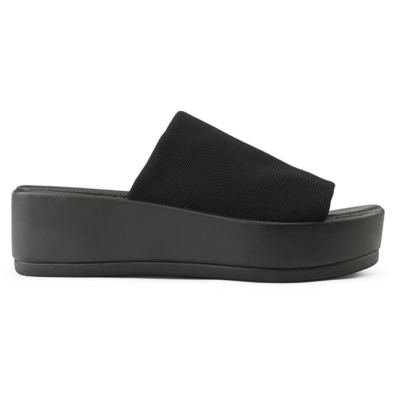 Open Toe Platform Flatform Wedge Sandals BLACK