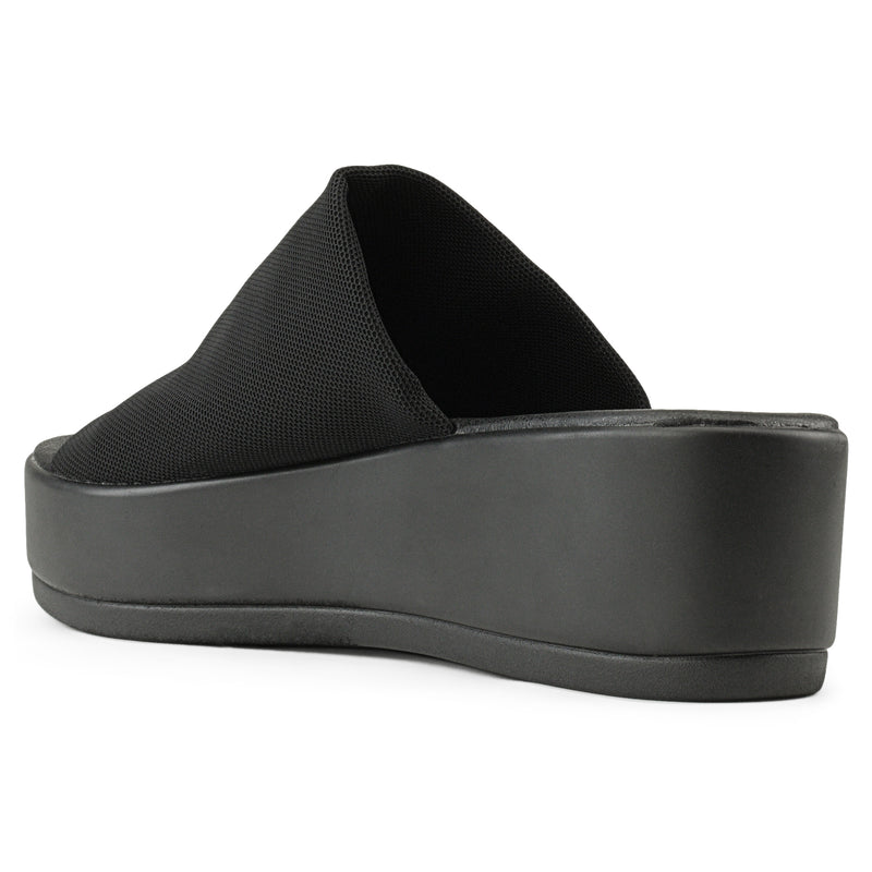 Open Toe Platform Flatform Wedge Sandals BLACK