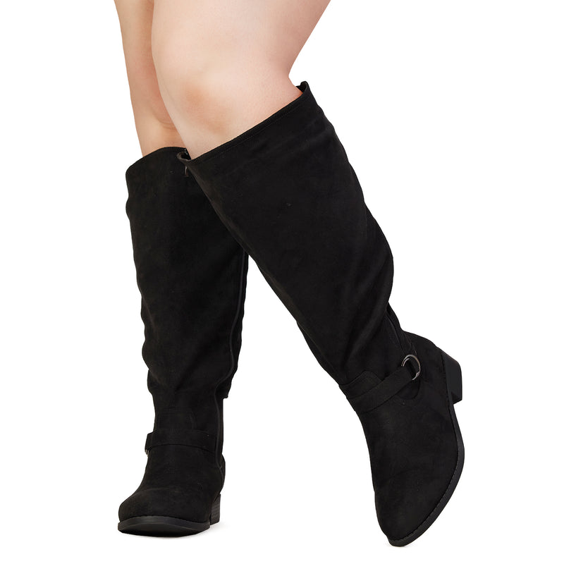 "EXTRA WIDE CALF WIDE WIDTH" Knee High Riding Boots BLACK