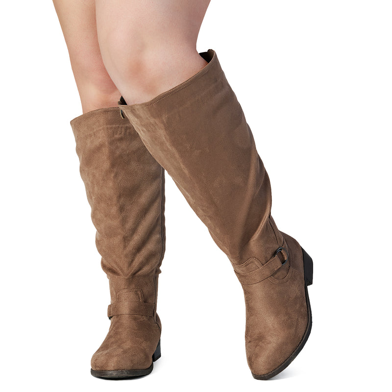 "EXTRA WIDE CALF WIDE WIDTH" Knee High Riding Boots TAUPE