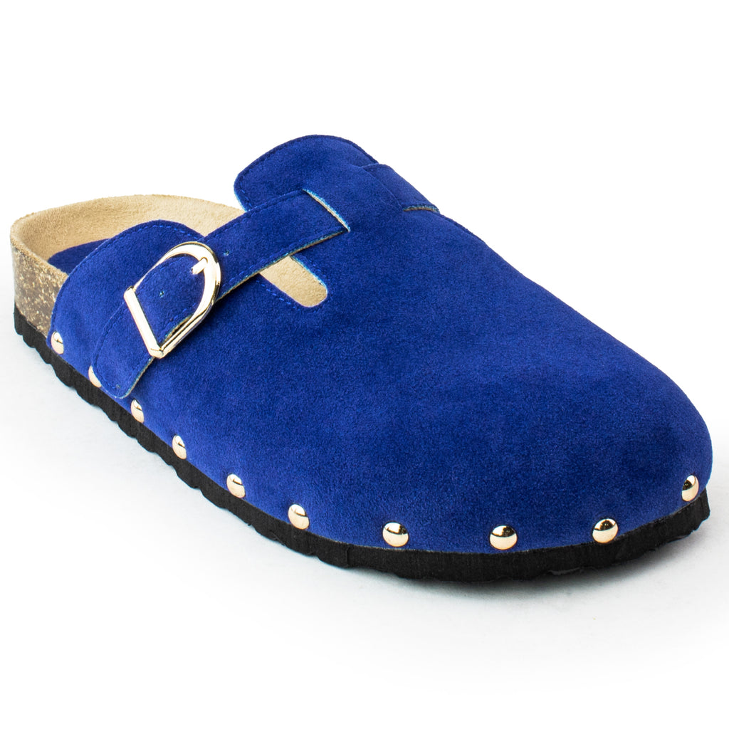 Studded Footbed Cork Clog Potato Shoes BLUE