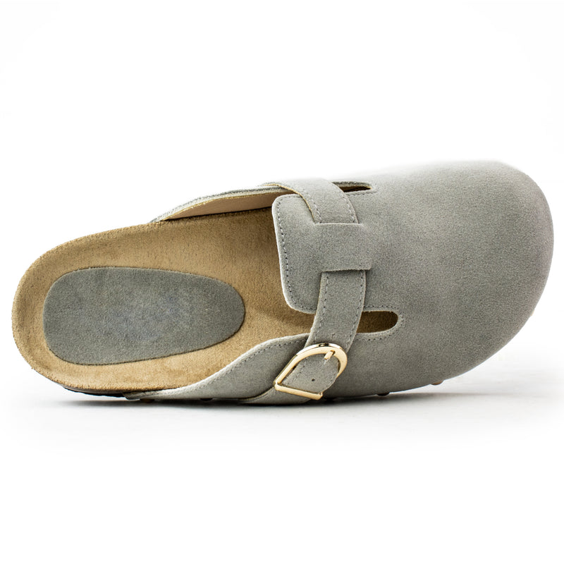 Studded Footbed Cork Clog Potato Shoes GREY