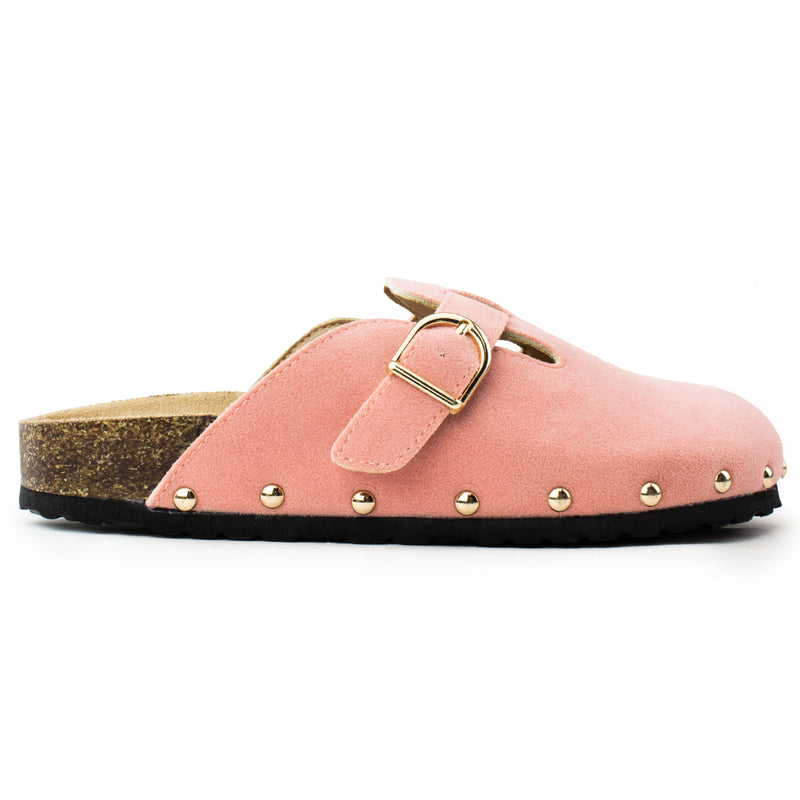 Studded Footbed Cork Clog Potato Shoes PINK