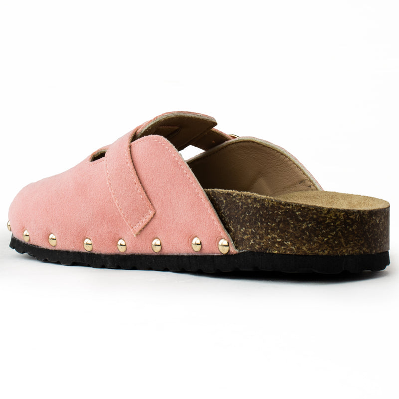 Studded Footbed Cork Clog Potato Shoes PINK