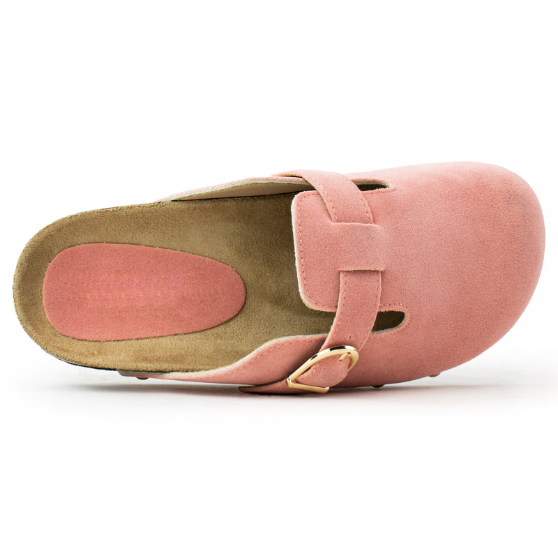 Studded Footbed Cork Clog Potato Shoes PINK