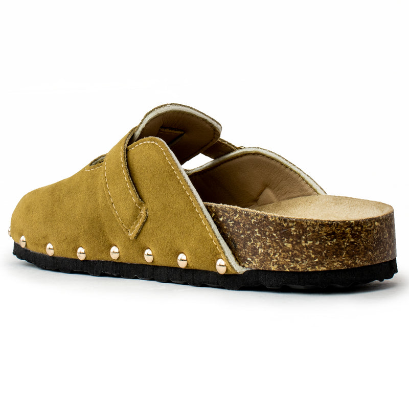 Studded Footbed Cork Clog Potato Shoes TAN