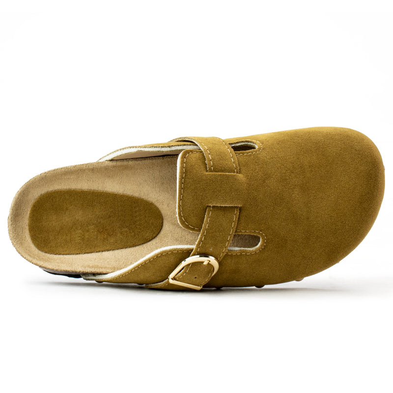 Studded Footbed Cork Clog Potato Shoes TAN