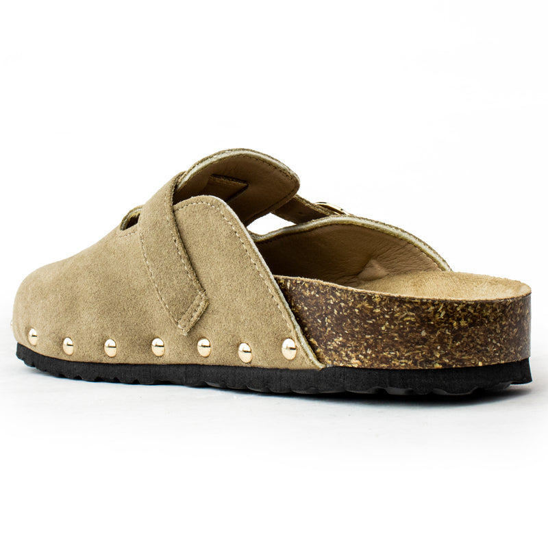 Studded Footbed Cork Clog Potato Shoes TAUPE