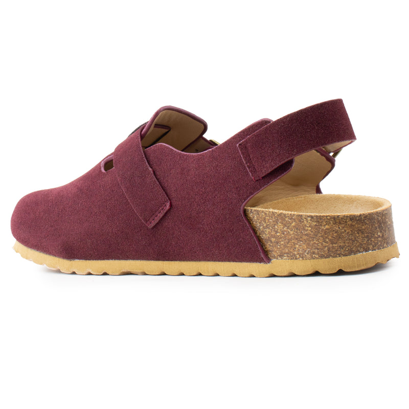 Studded Footbed Cork Clog Potato Shoes BURGUNDY