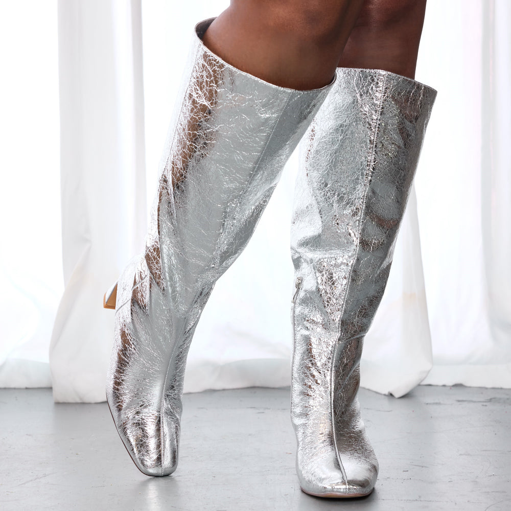 Over the knee boots silver hotsell