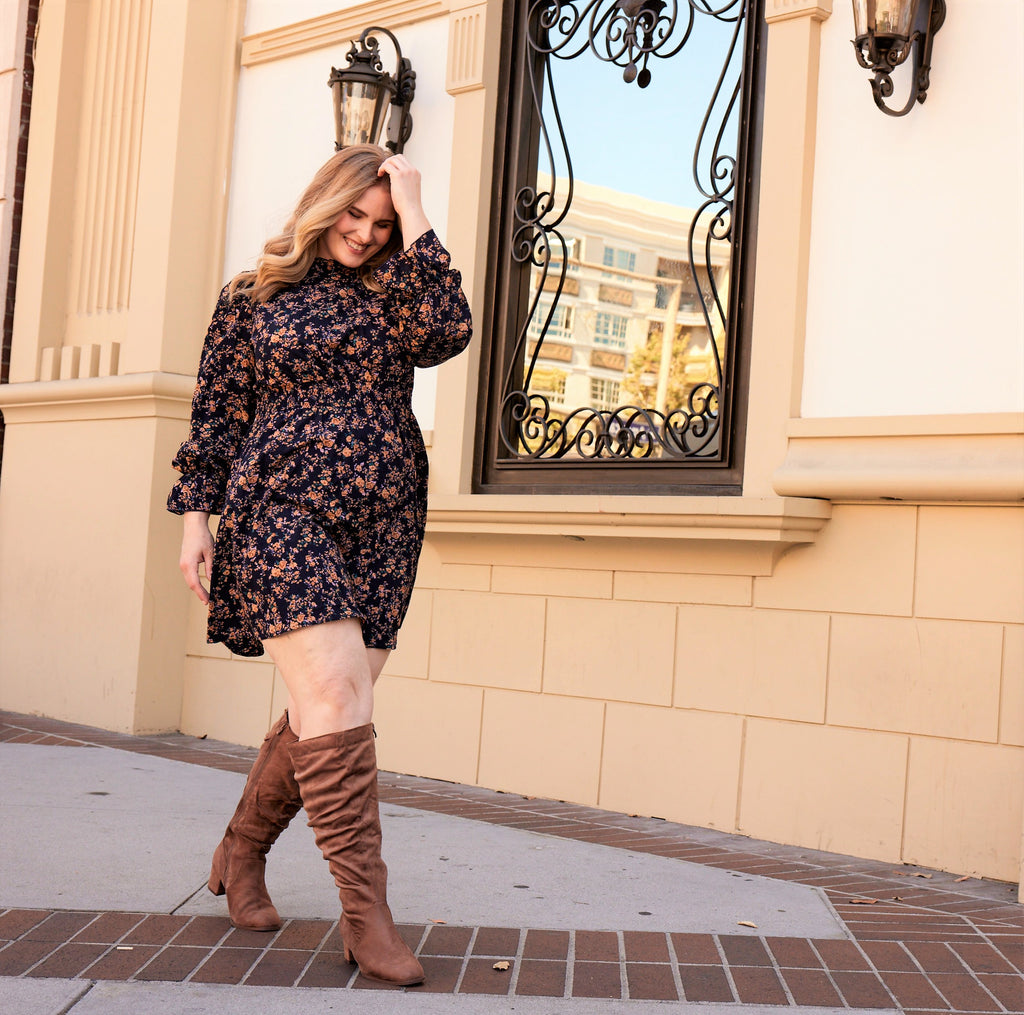 "Wide Calf & Wide Width" Slouchy Knee High Boots TAUPE