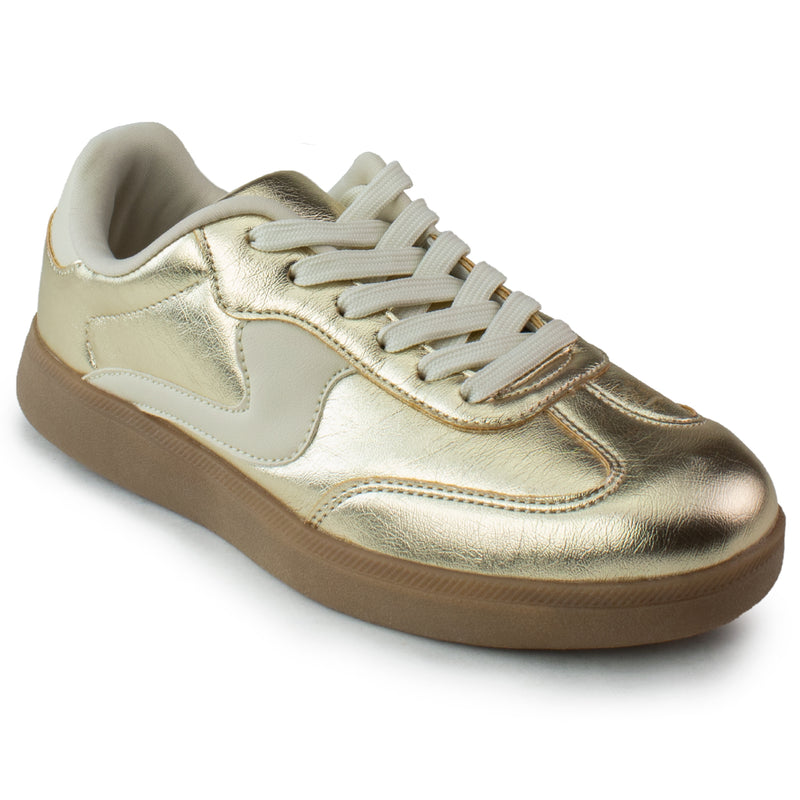 Trendy Comfortable Low Top Retro Fashion Sneakers Flats GOLD