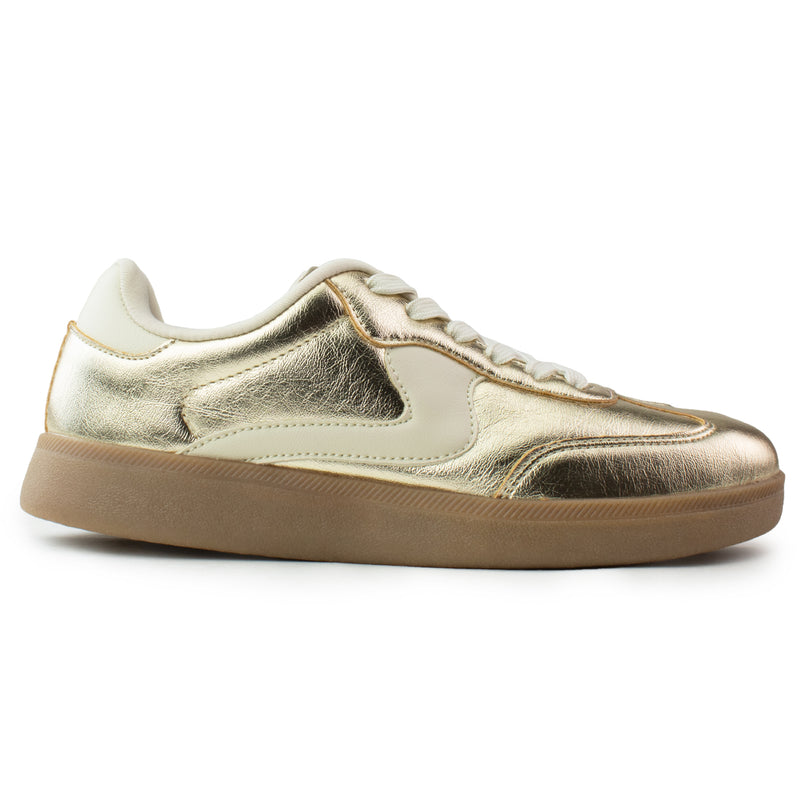 Trendy Comfortable Low Top Retro Fashion Sneakers Flats GOLD
