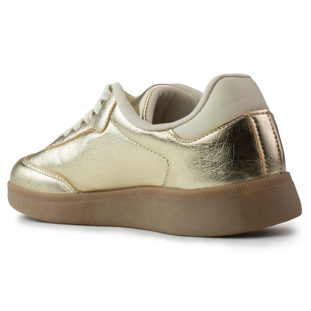Trendy Comfortable Low Top Retro Fashion Sneakers Flats GOLD