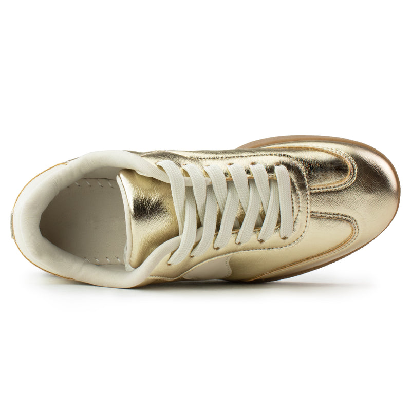 Trendy Comfortable Low Top Retro Fashion Sneakers Flats GOLD
