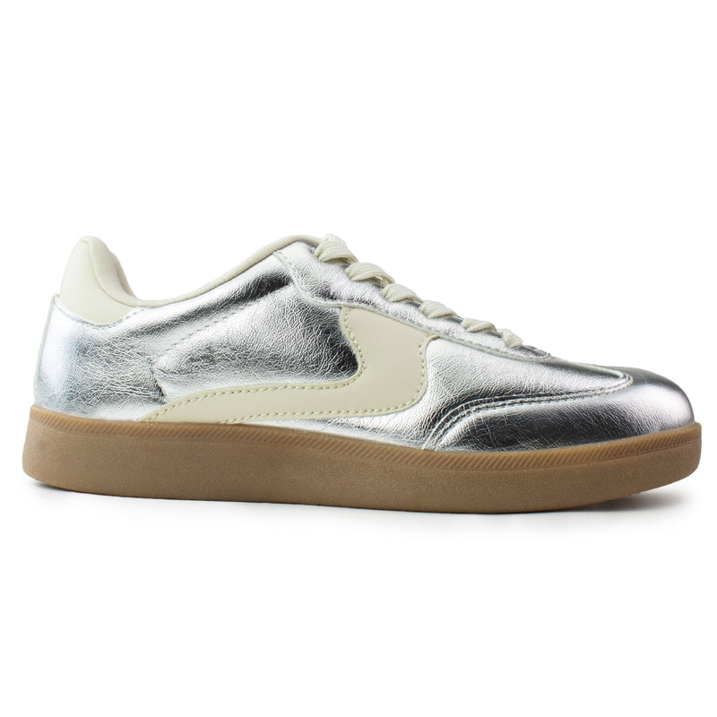 Trendy Comfortable Low Top Retro Fashion Sneakers Flats SILVER