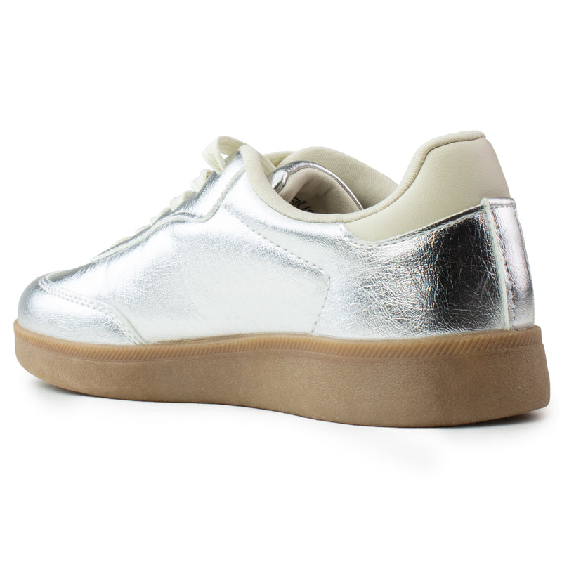 Trendy Comfortable Low Top Retro Fashion Sneakers Flats SILVER