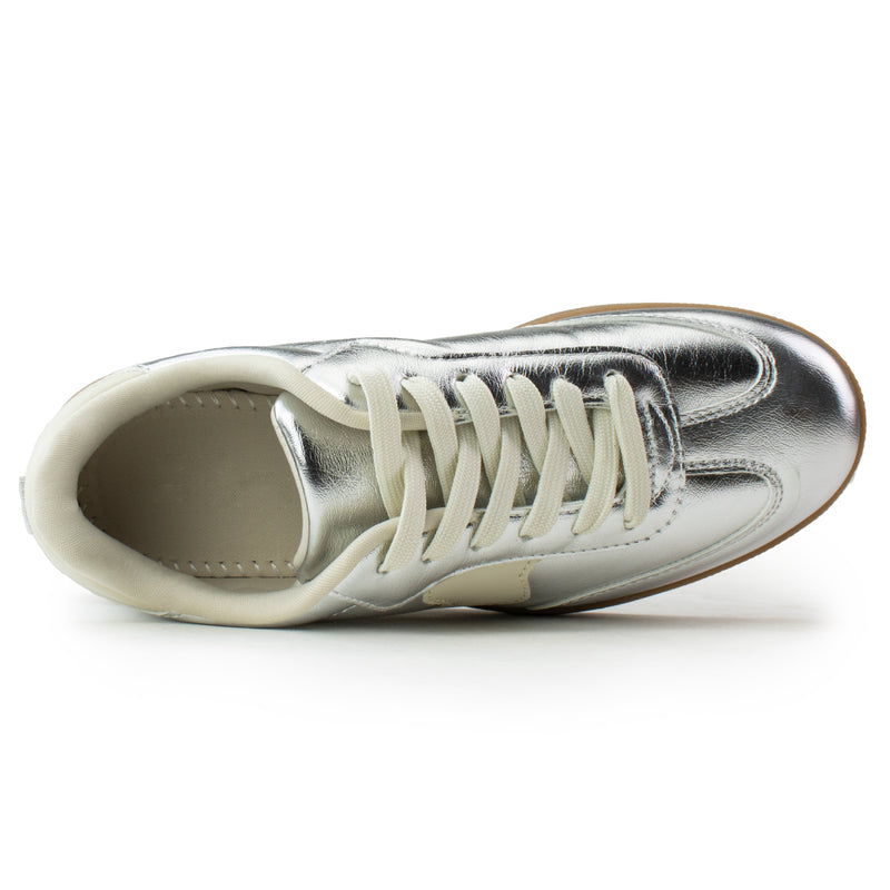 Trendy Comfortable Low Top Retro Fashion Sneakers Flats SILVER