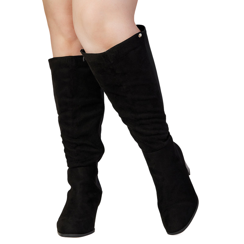 "Wide Calf Wide Width" Dress Boots BLACK SUEDE