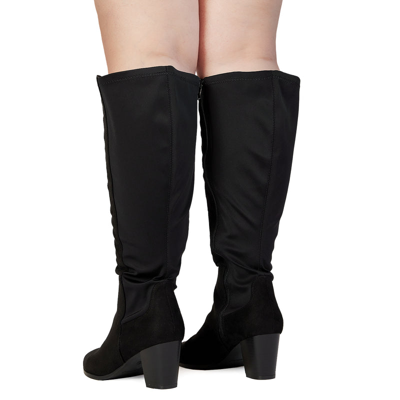 "Wide Calf Wide Width" Dress Boots BLACK SUEDE